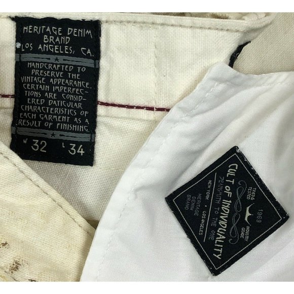 Cult Of Individuality Rebel Straight 32x34 Paint Splatter White Button Fly Jeans - Picture 8 of 11